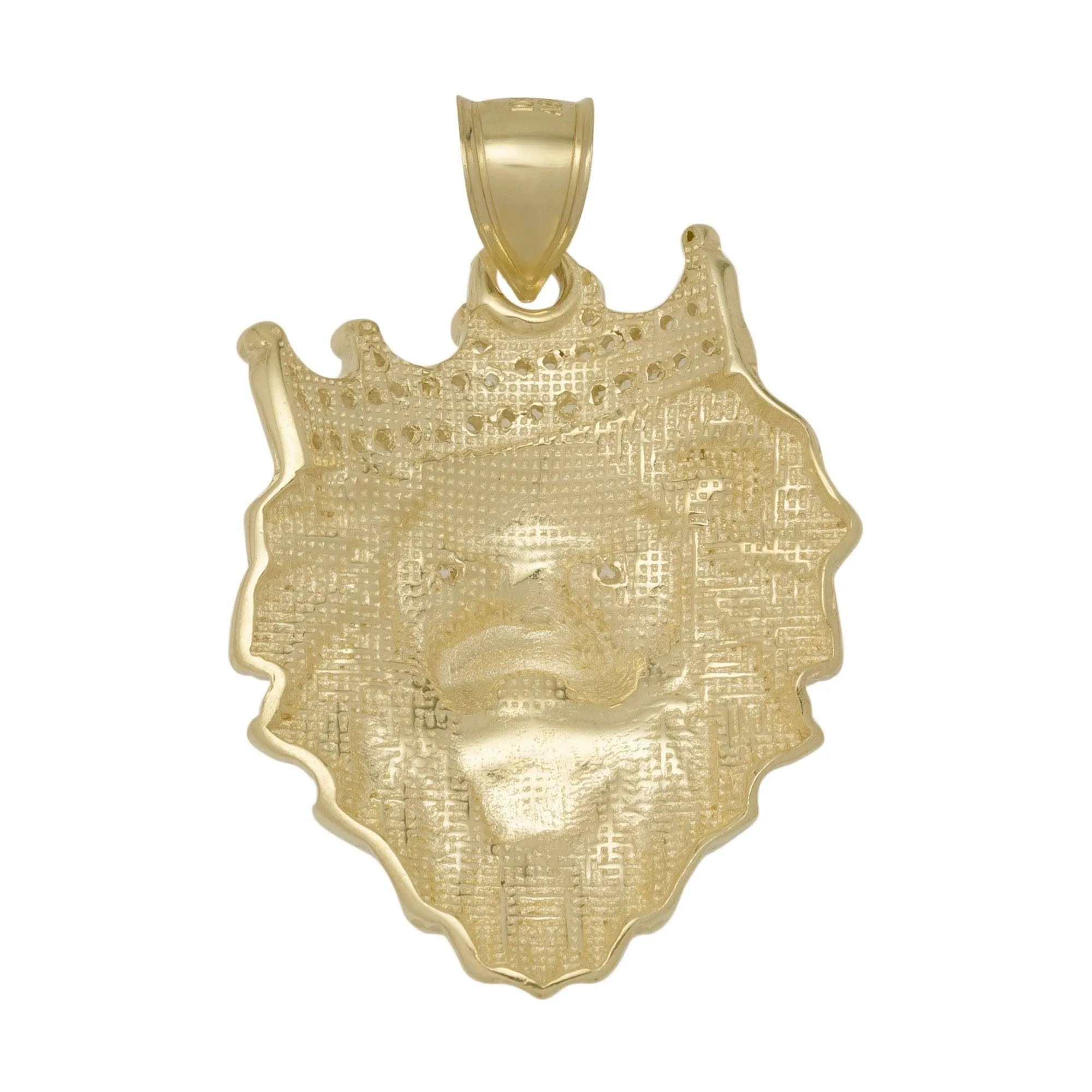 1 1/2" CZ Two-Tone Roaring Lion Pendant 10K Yellow Gold