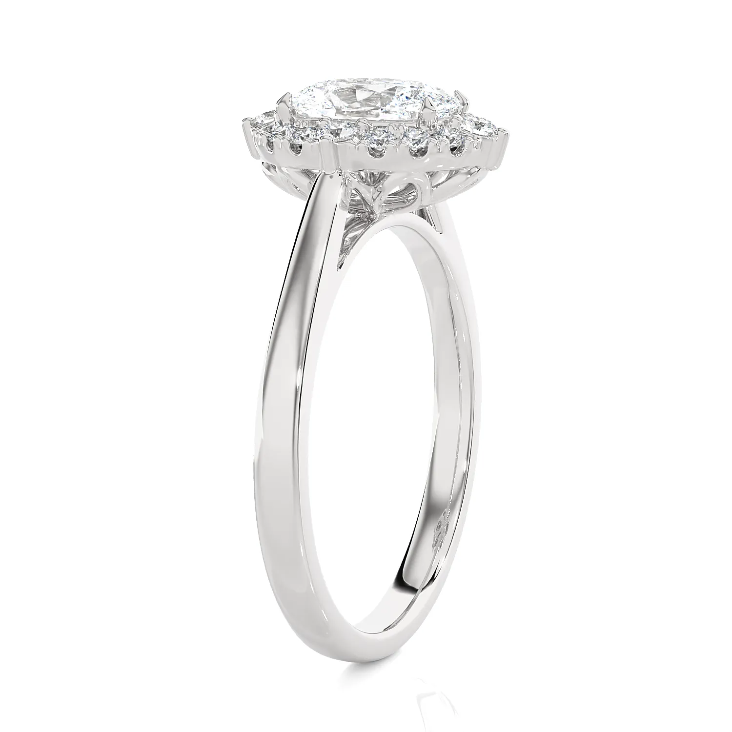 1 1/5 ctw Oval Lab Grown Diamond Halo Engagement Ring