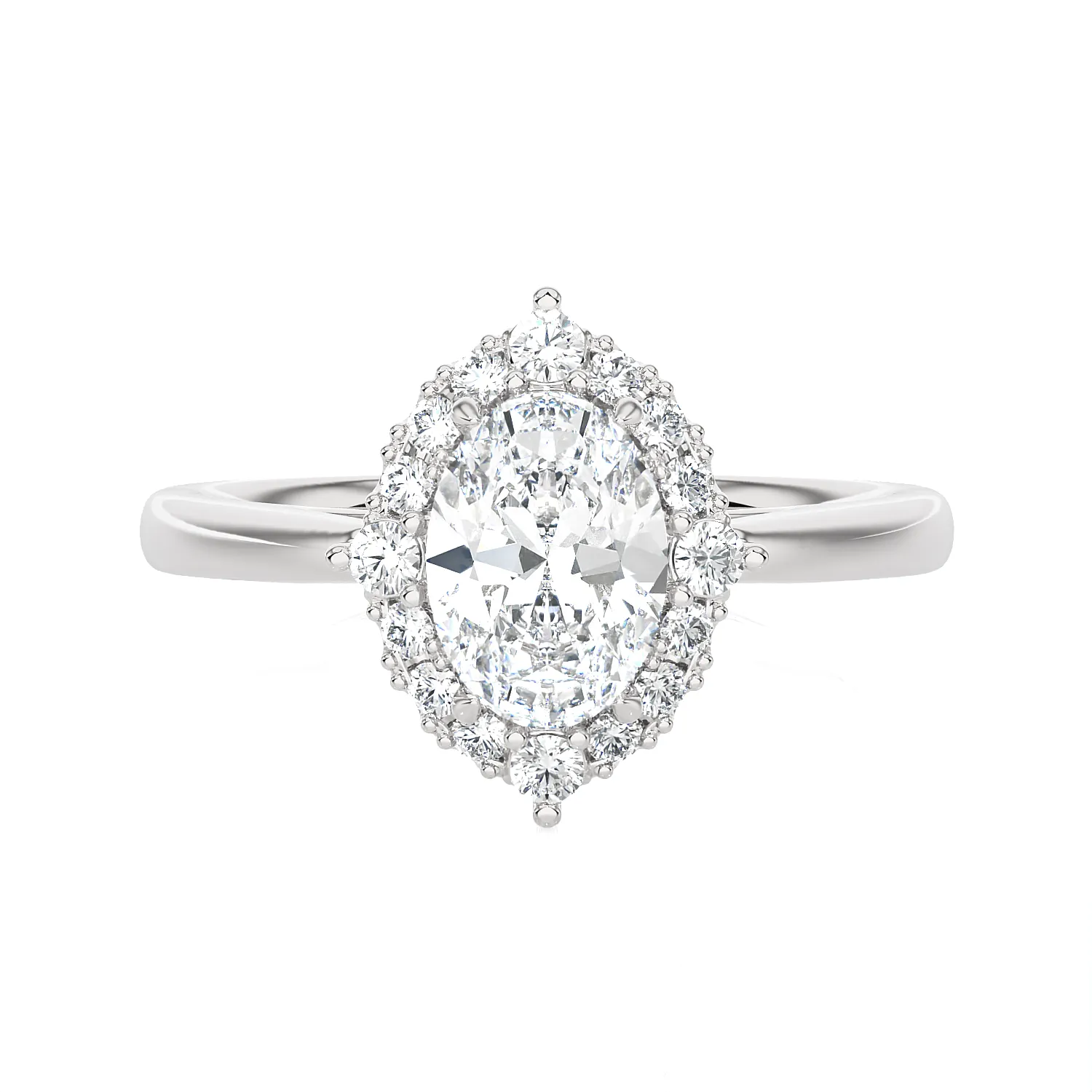 1 1/5 ctw Oval Lab Grown Diamond Halo Engagement Ring