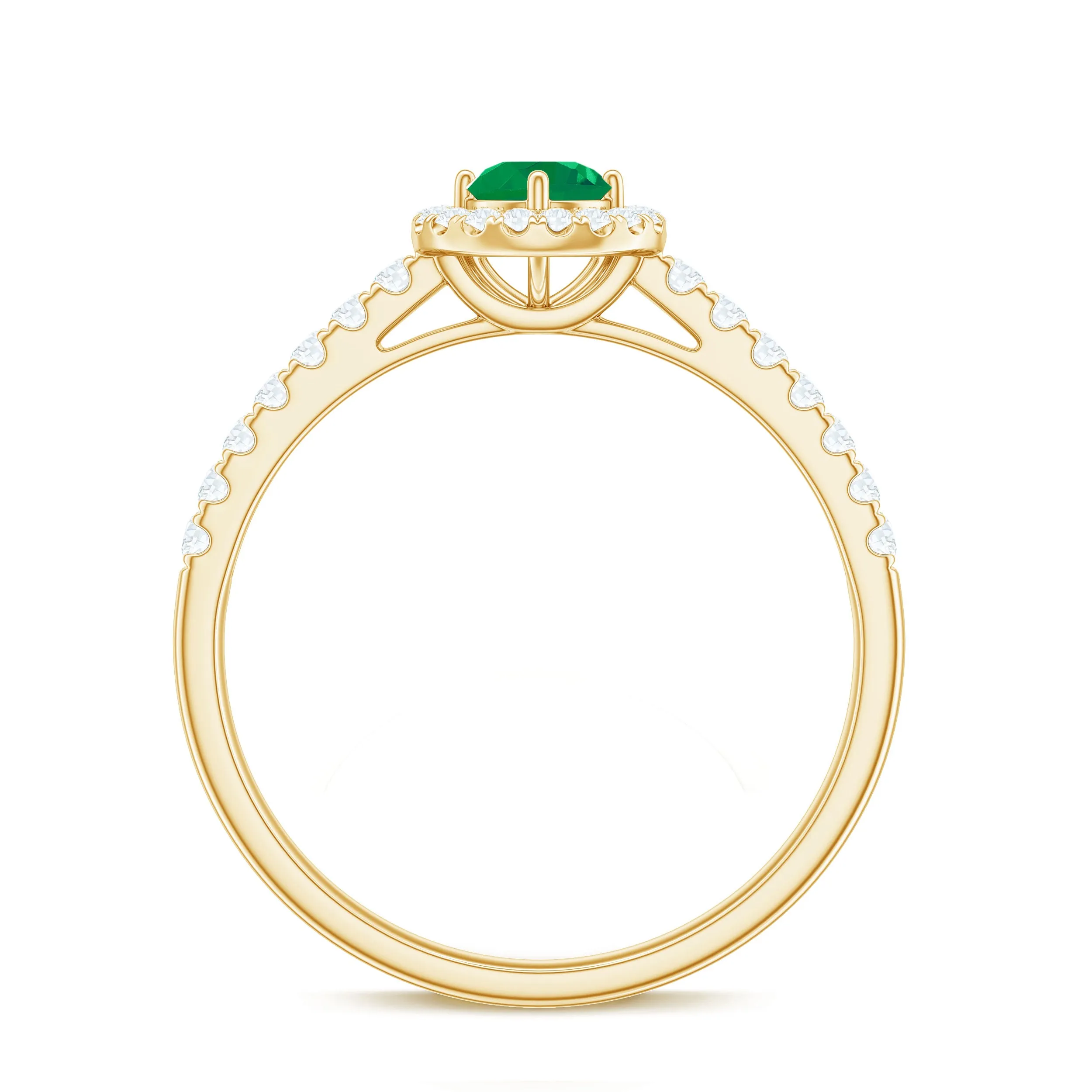 1 CT Minimal Emerald Engagement Ring with Diamond