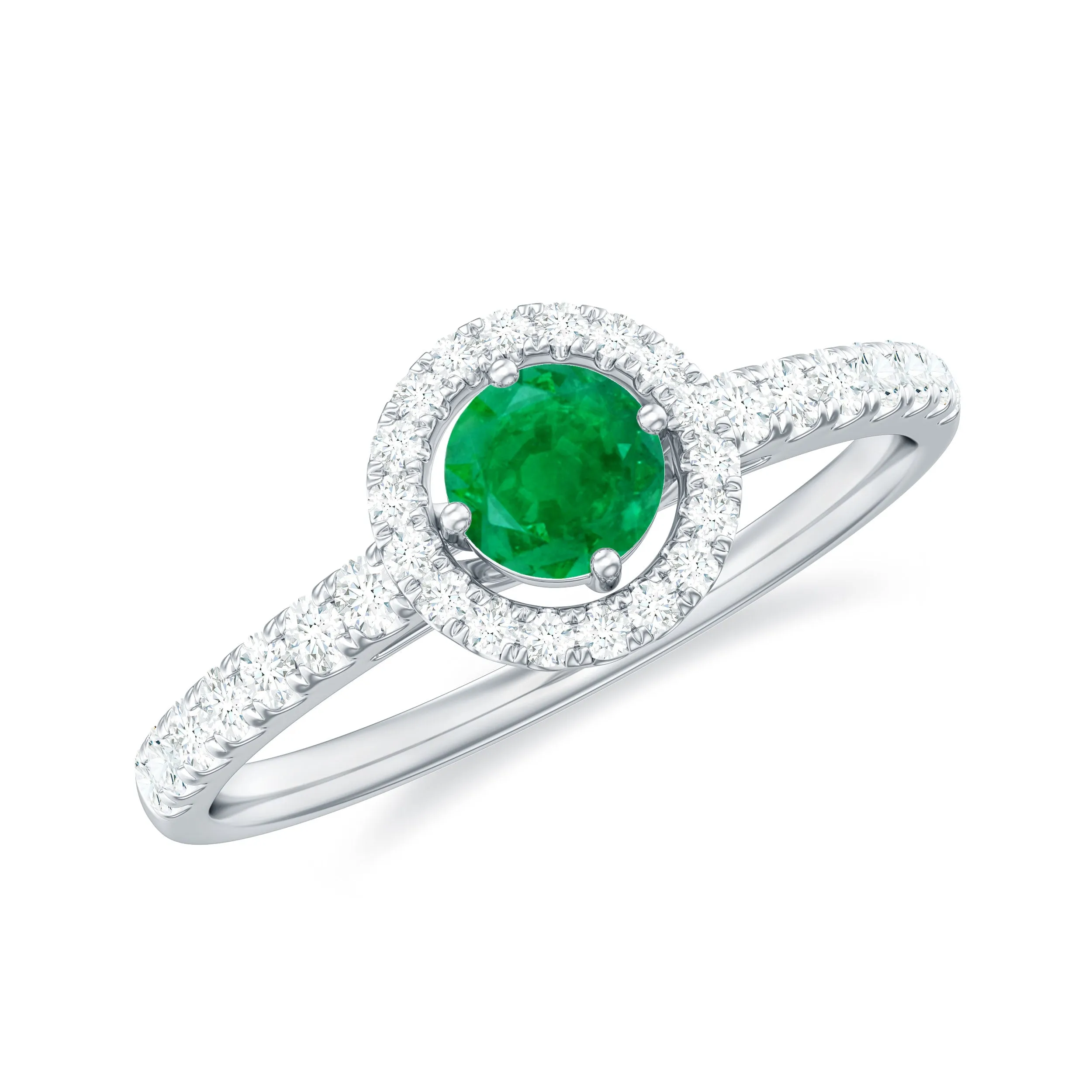 1 CT Minimal Emerald Engagement Ring with Diamond