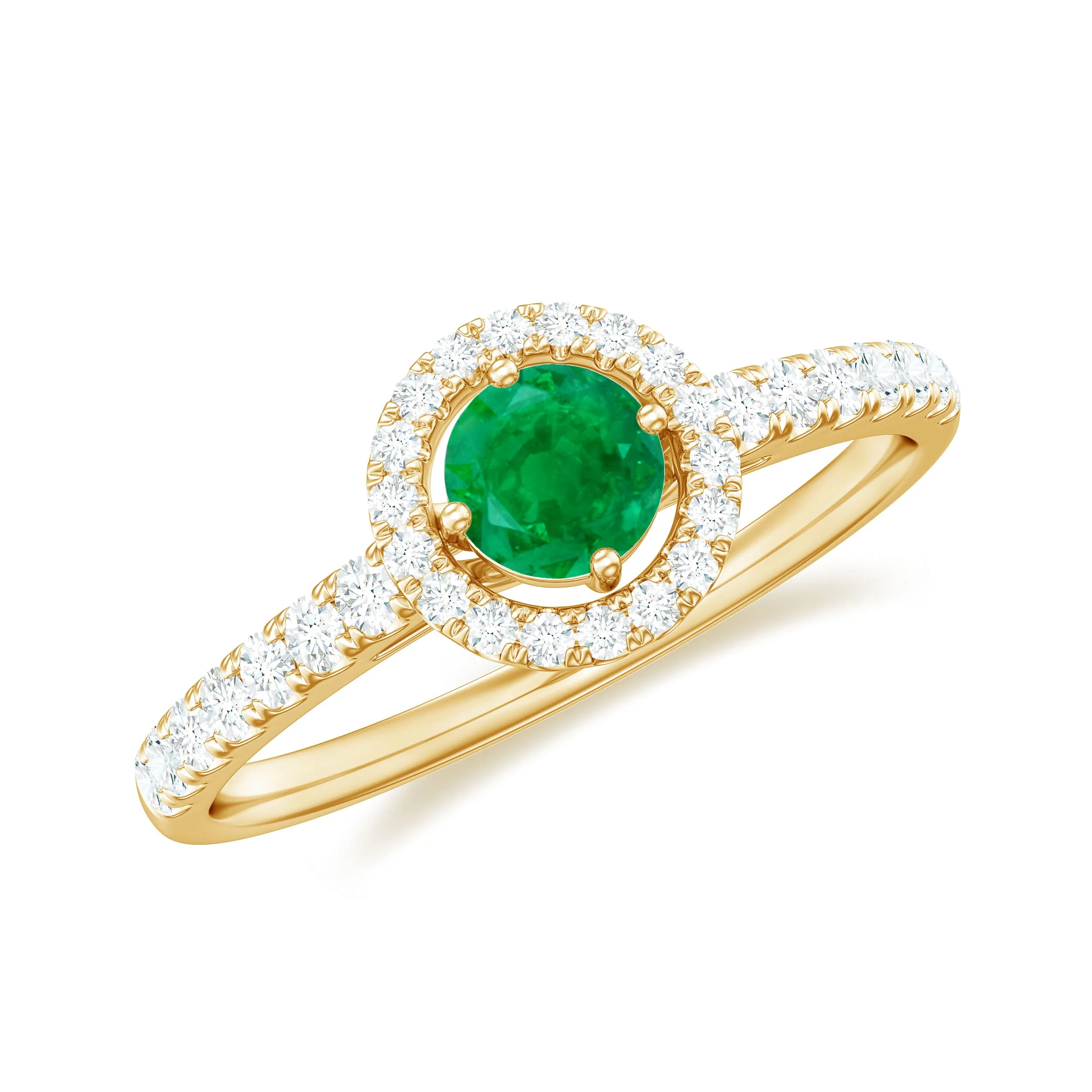 1 CT Minimal Emerald Engagement Ring with Diamond