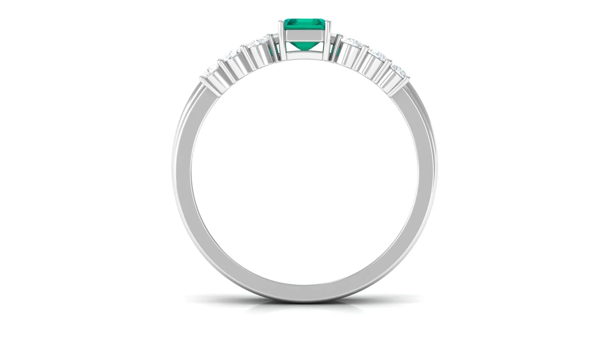 1 CT Octagon shape Emerald and Diamond Stackable Ring Set