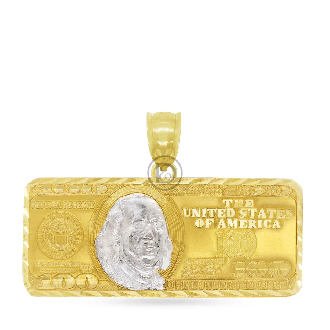 10k gold dollar bill pendant