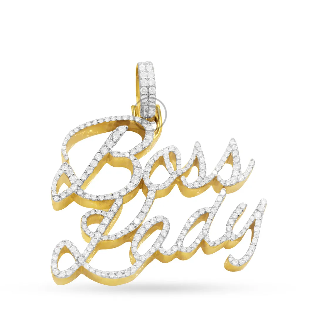 10K Yellow Gold 1.50CT BOSS LADY Pendant With 1.50CT Diamonds