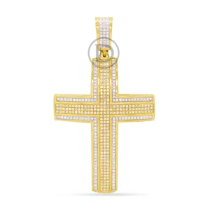 10k yellow gold cross pendant 1.10ct diamonds