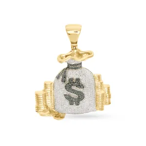 10k Yellow Gold Money Bag Pendant With 2.24CT Diamond