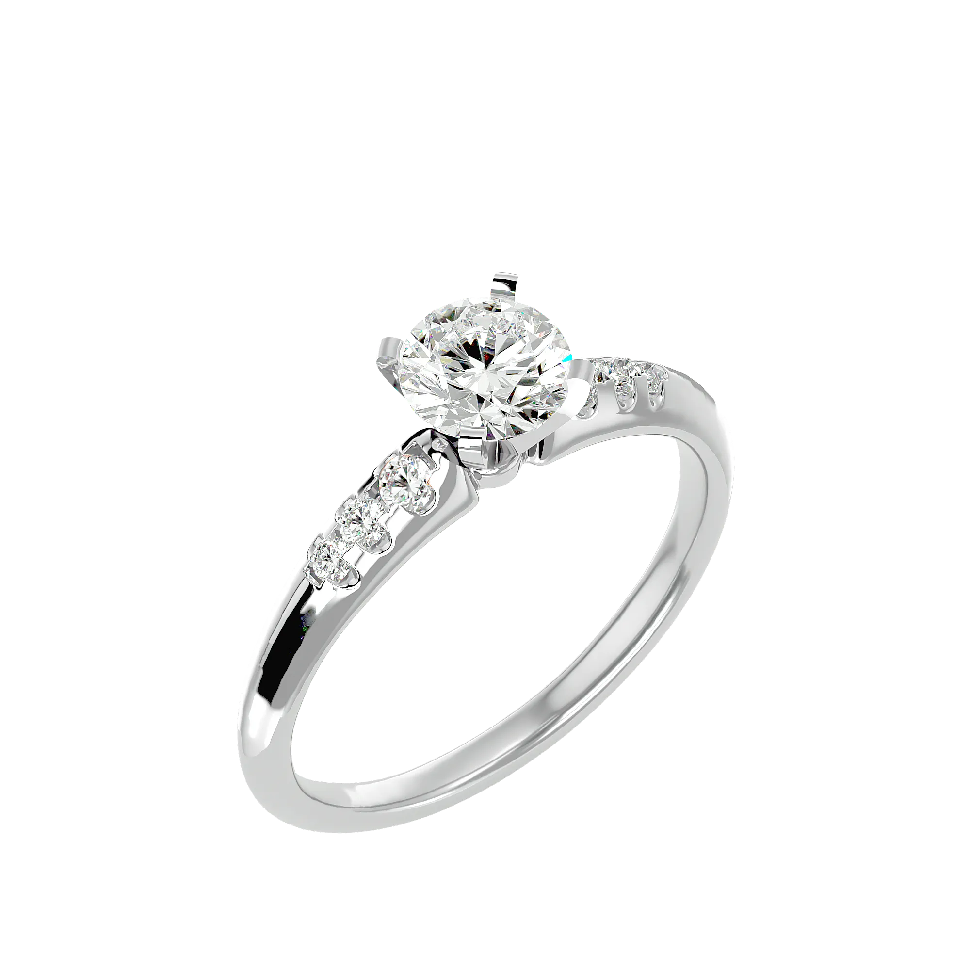 1/2 ctw Round Lab Grown Diamond Side Stone Engagement Ring