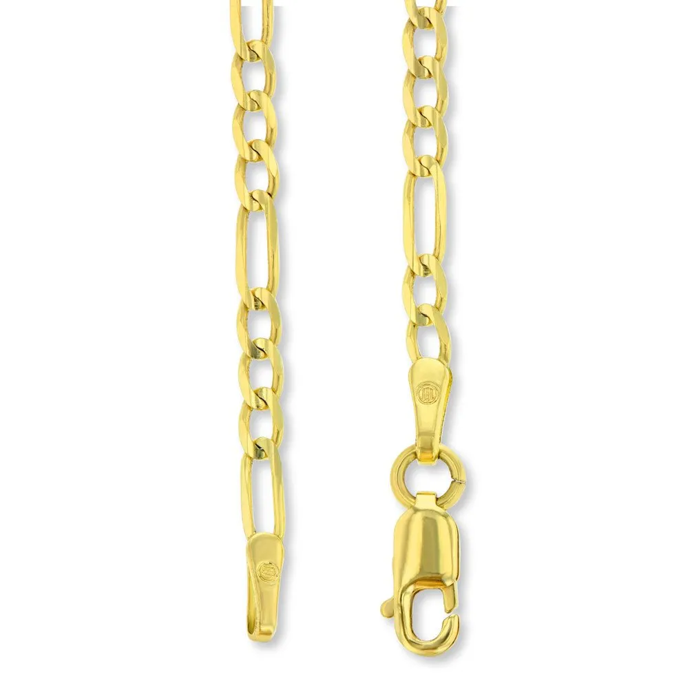 14K Gold Beaded Vertical Infinity Pendant with Figaro Chain Necklace - Yellow Gold