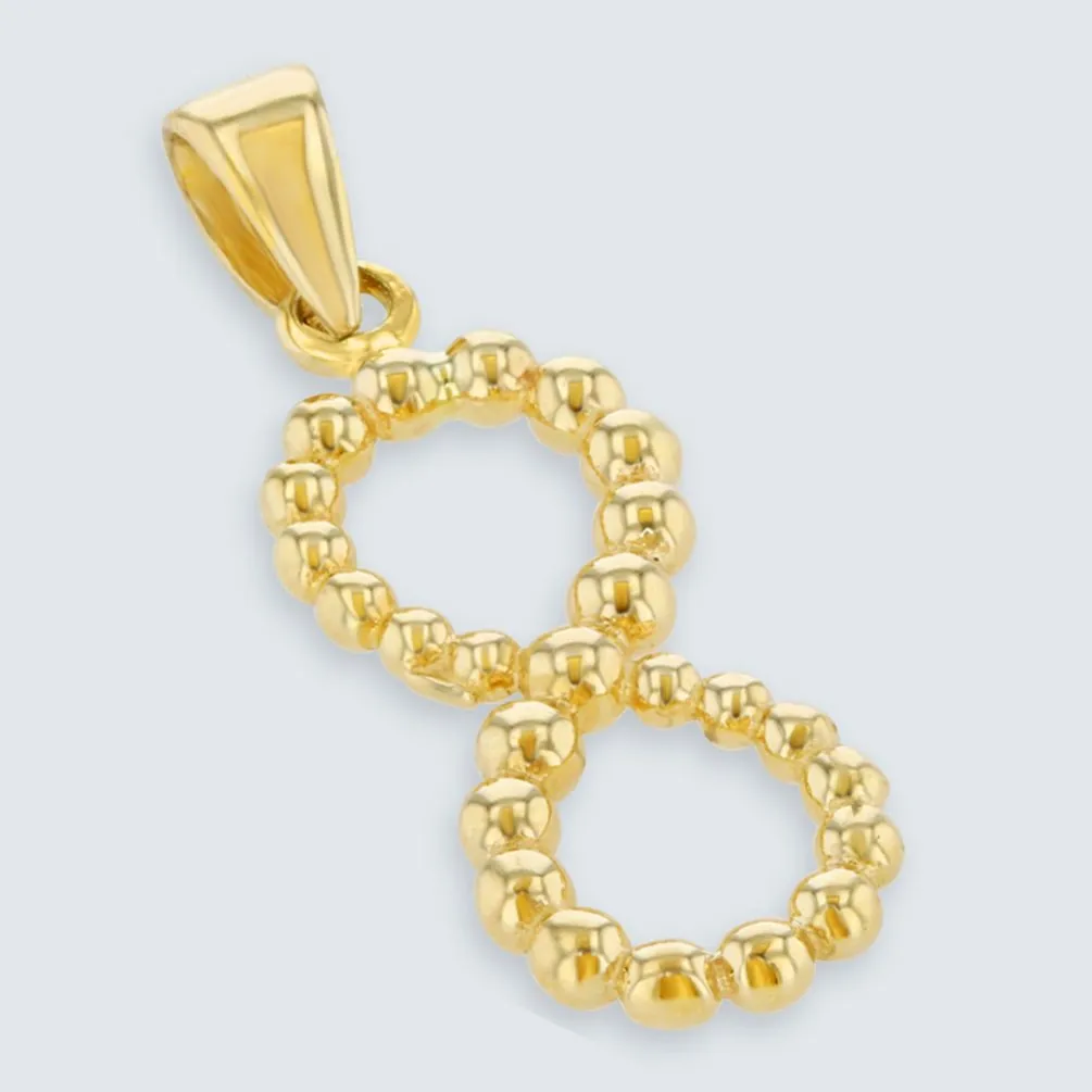 14K Gold Beaded Vertical Infinity Pendant - Yellow Gold