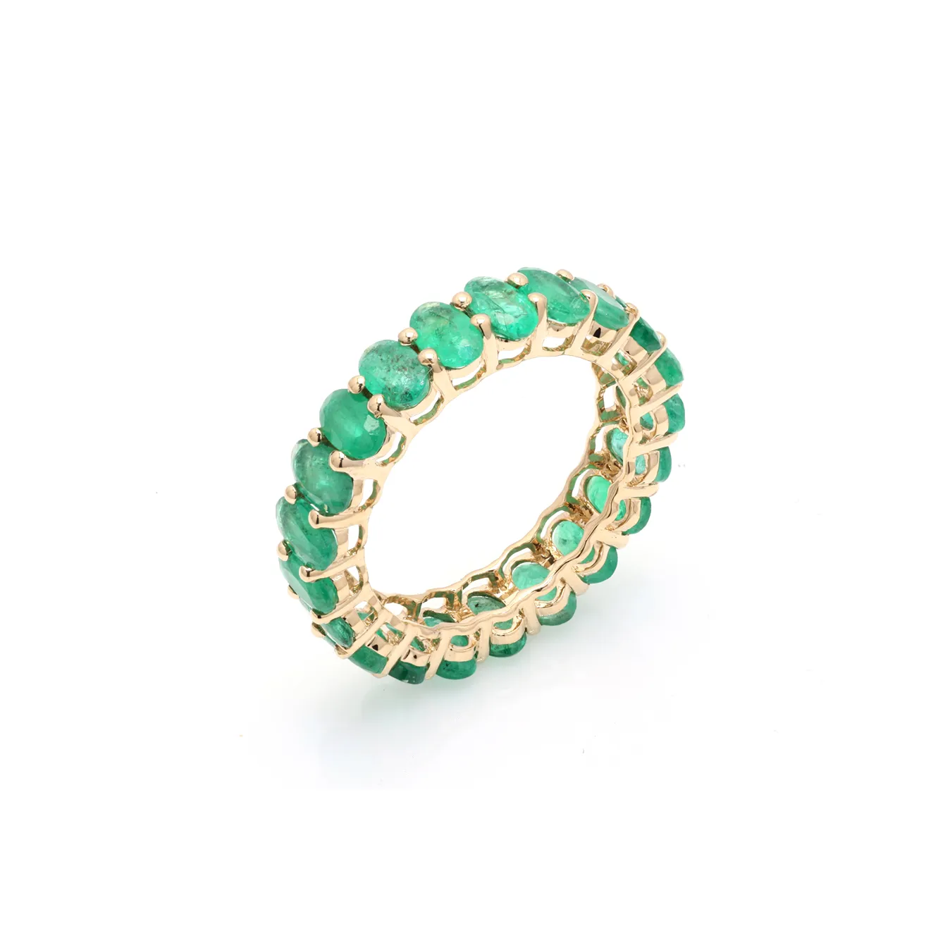 14K Gold Emerald Eternity Band