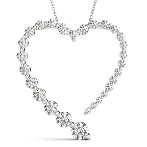 14K Gold Heart Journey Diamond Necklace / Pendant