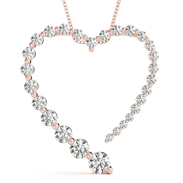 14K Gold Heart Journey Diamond Necklace / Pendant