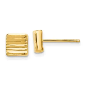 14K Gold Textured Square Post Earrings