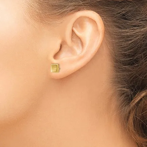 14K Gold Textured Square Post Earrings