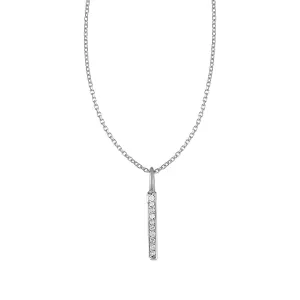 14k White Gold Bar Pendant with Diamonds