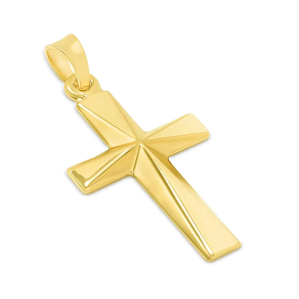 14k Yellow Gold Elegant Religious Plain Cross Pendant