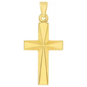 14k Yellow Gold Elegant Religious Plain Cross Pendant