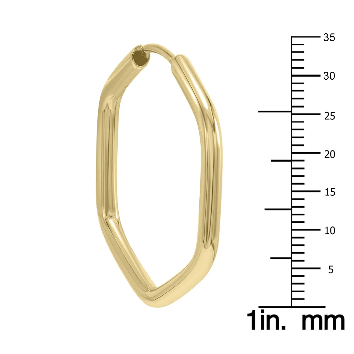 14K Yellow Gold Endless Hexagon Hoop Earrings