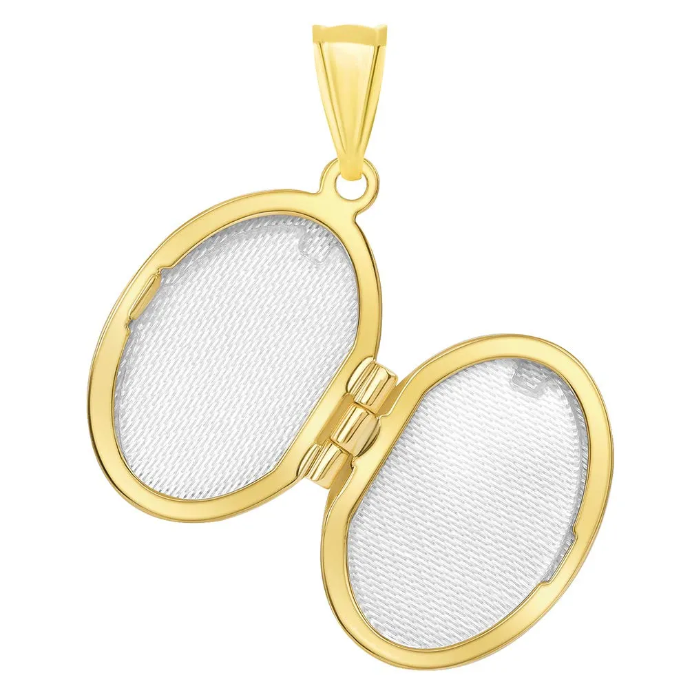 14k Yellow Gold Plain and Simple Oval Locket Pendant