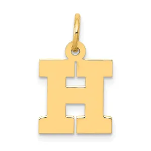 14k Yellow Gold Small Block Design Letter H Initial Pendant