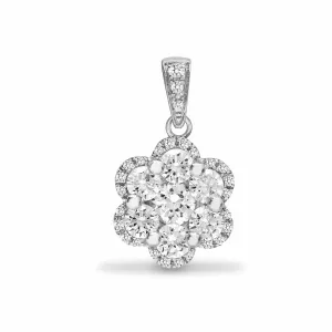 18ct White 0.77ct Diamond Cluster Pendant