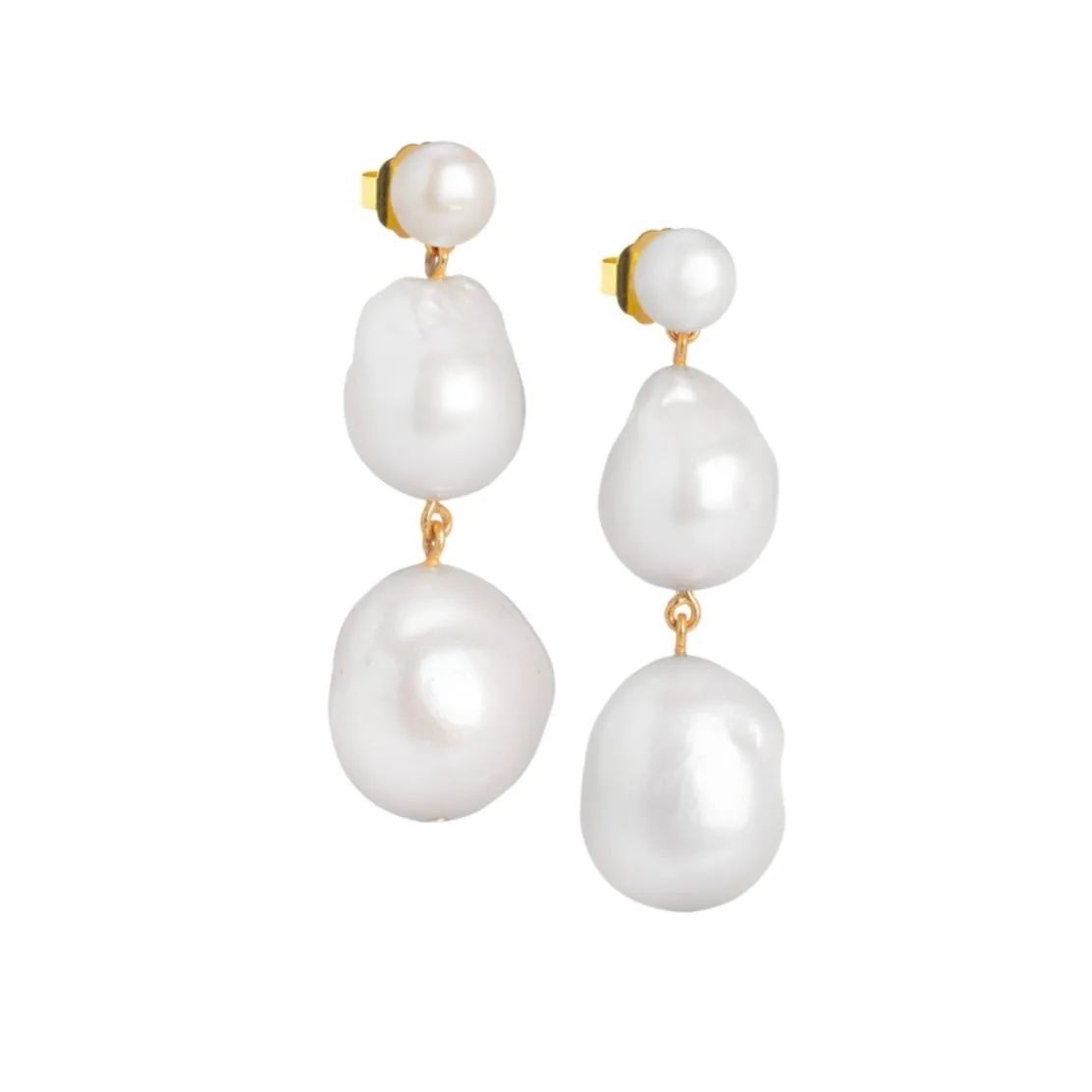 18k Gold Vermeil Baroque Pearl and Freshwater Pearl Earrings: The Anne