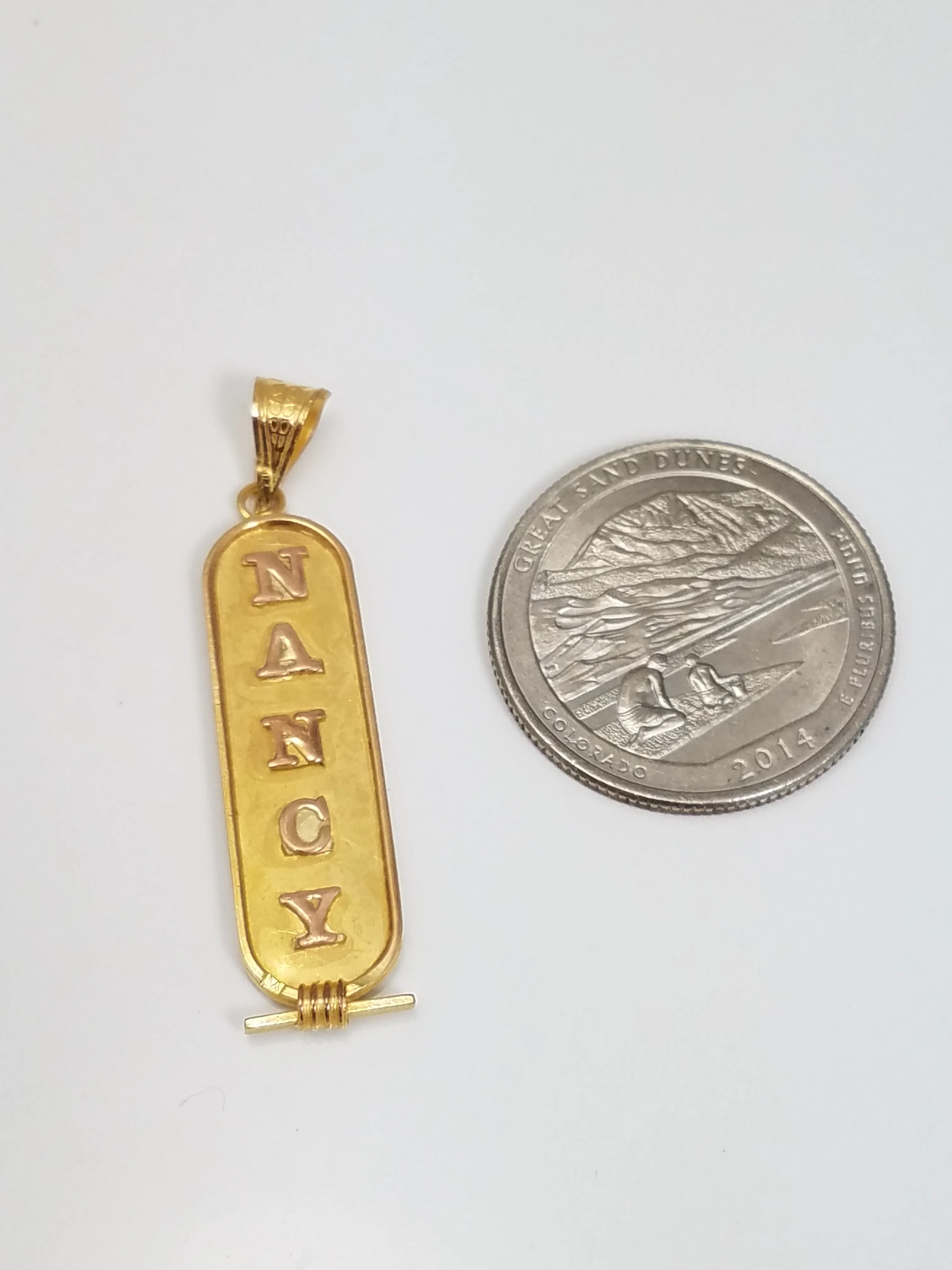 18k Yellow Gold Egyptian Cartouche Pendant