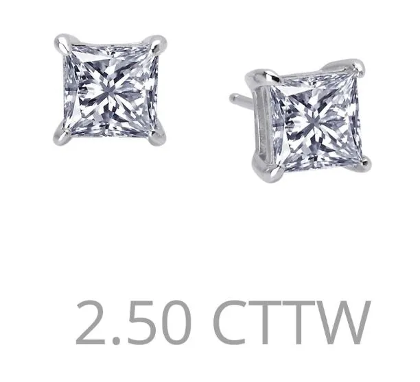 2.5 cttw Simulated Diamond Princess Cut Post Earrings