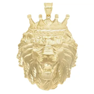 2" Diamond Cut Roaring Lion Head Charm Pendant Solid 10K Yellow Gold