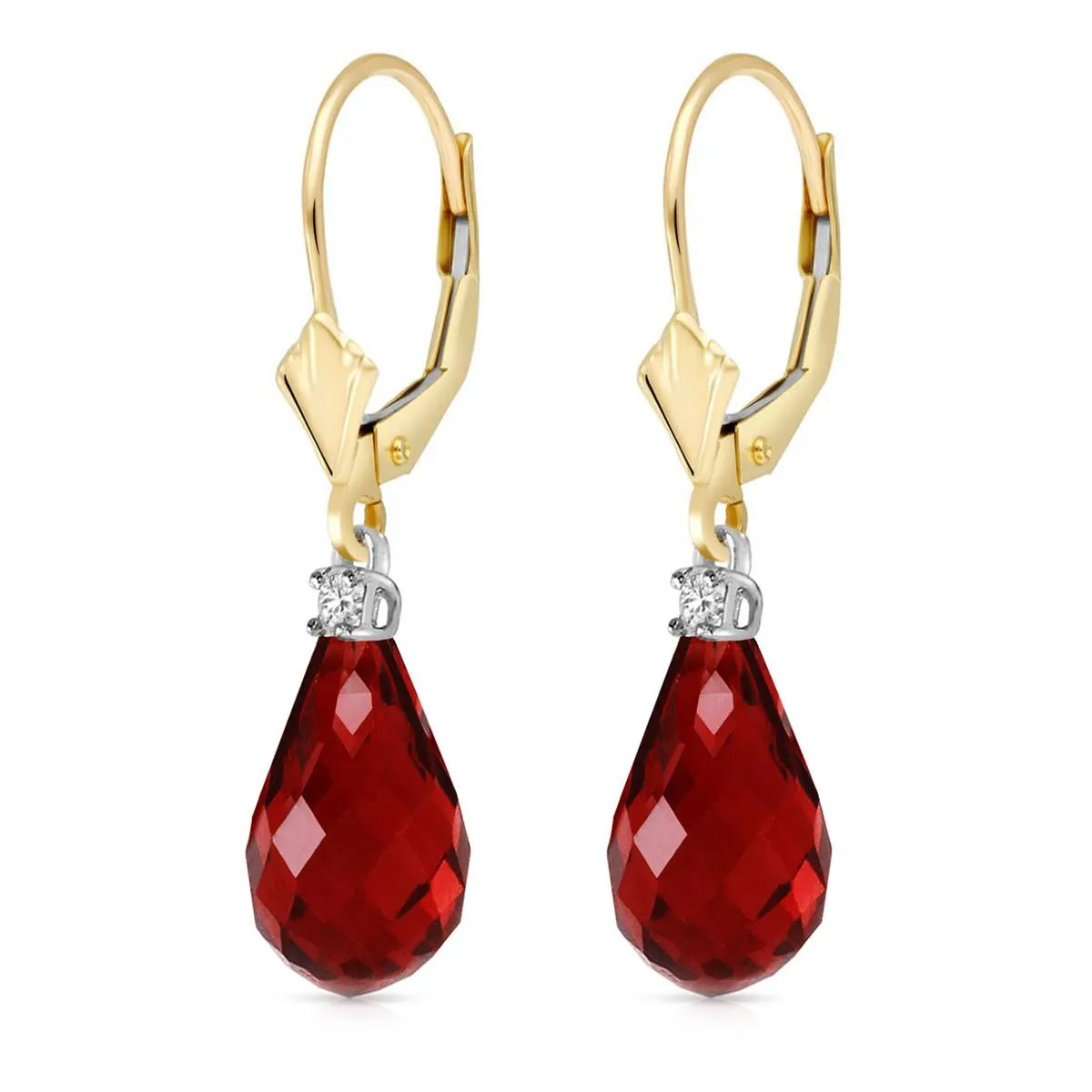 4.6 Carat 14K Solid Yellow Gold Leverback Earrings Diamond Garnet