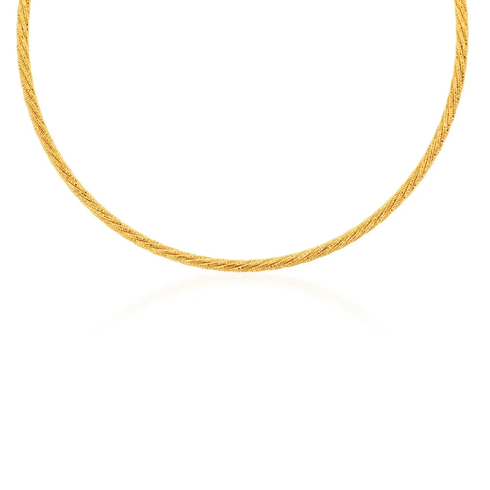 9ct Yellow Gold Sparkling Memory Omega 33 5cm Choker Chain