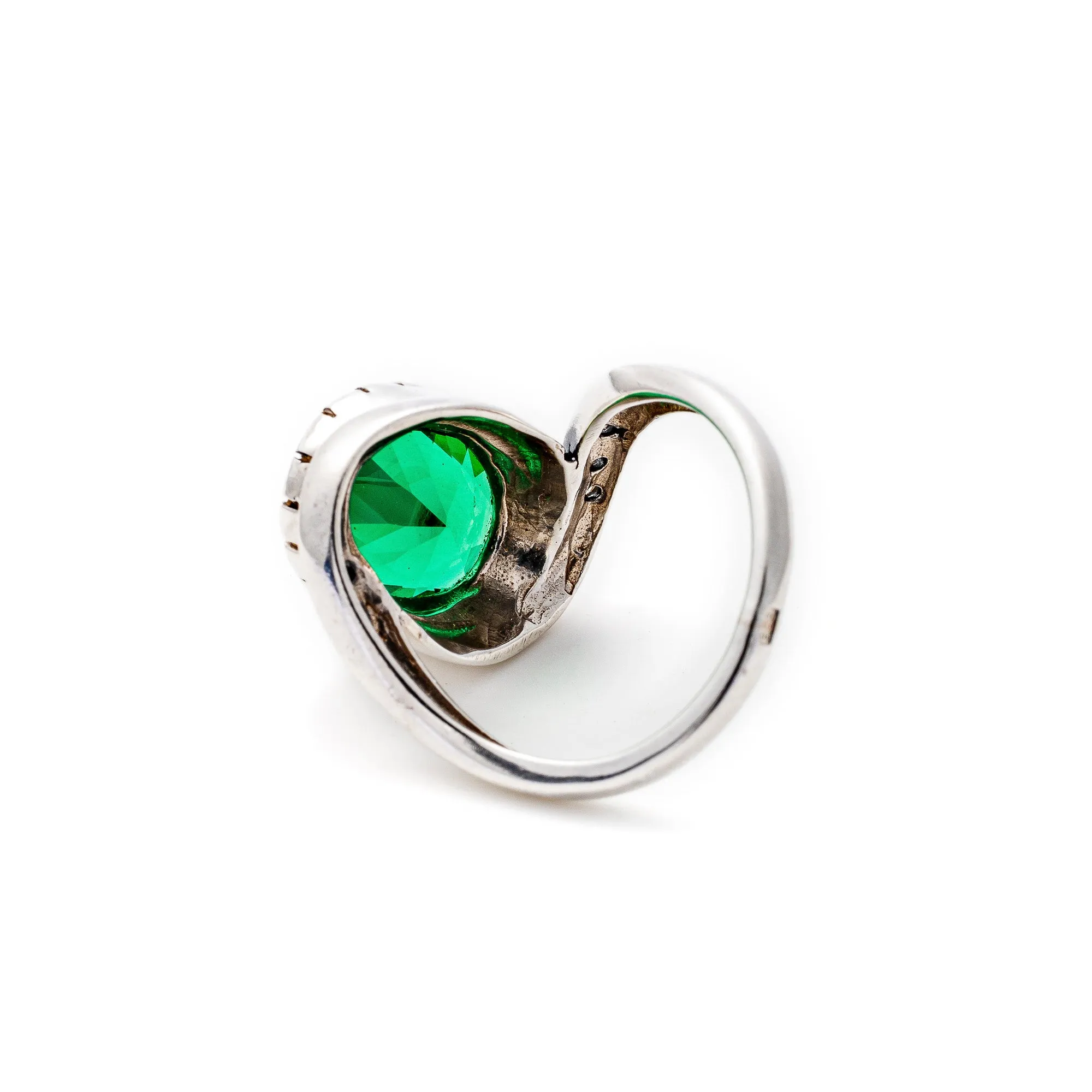 Antique Emerald Ring - Emerald Statement Ring - Green Gemstone Ring