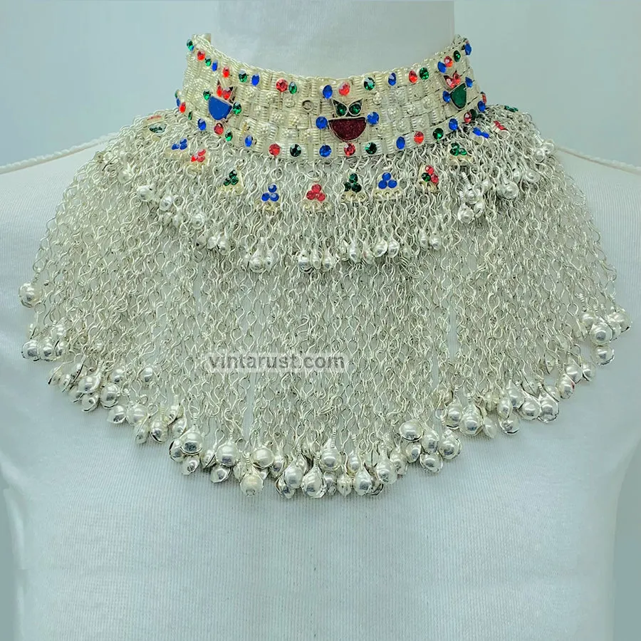 Antique Statement Collar Choker Necklace With Bells