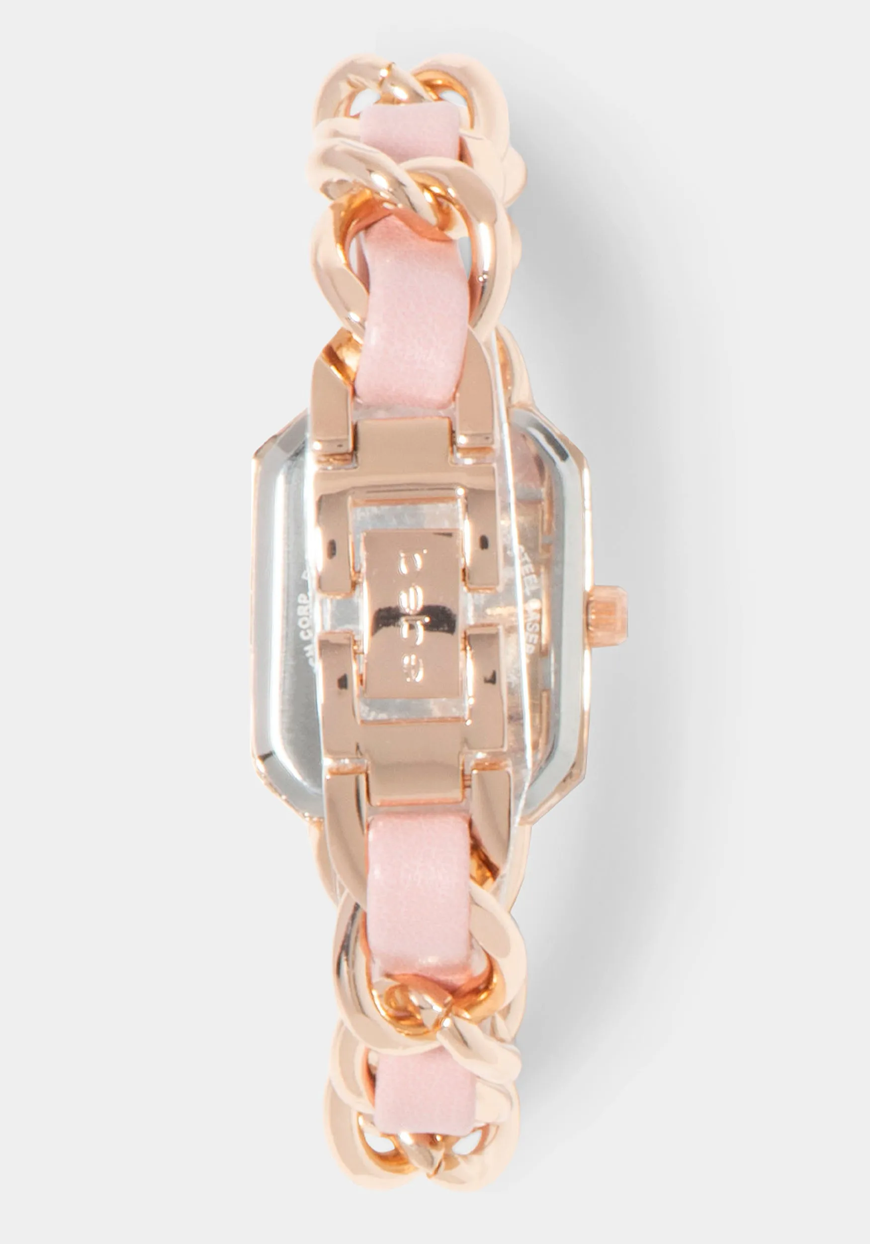 Baby Pink Strap and Rosegold Metal Chain Link Bracelet Watch