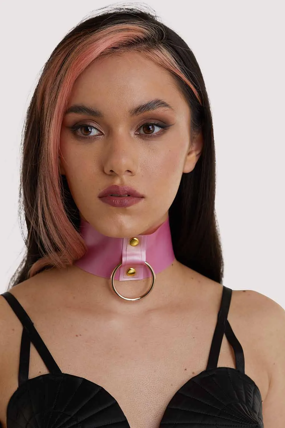 Bettie Page Pink Latex Ring Choker