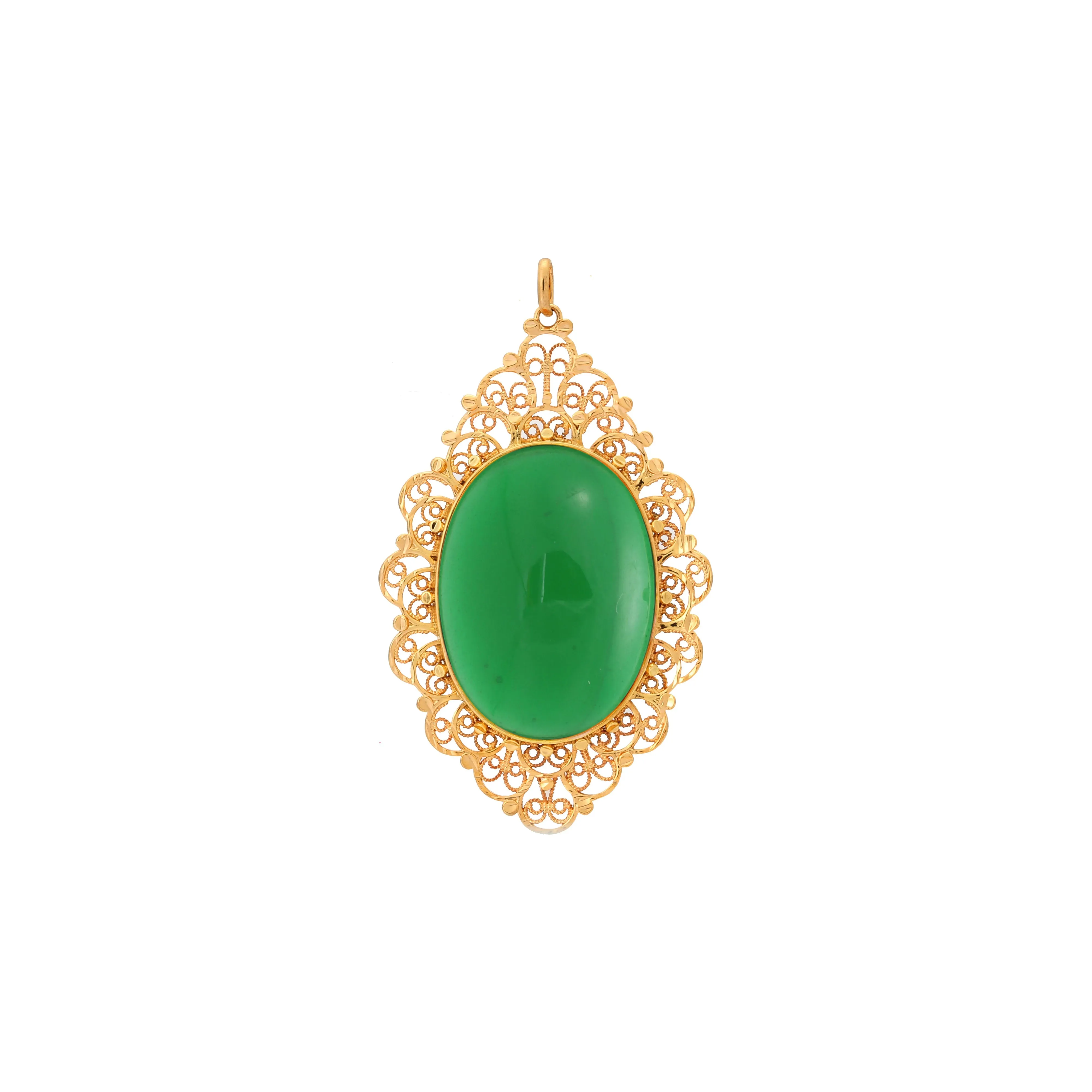 Cabochon colorful Onyx 18K Gold pendant