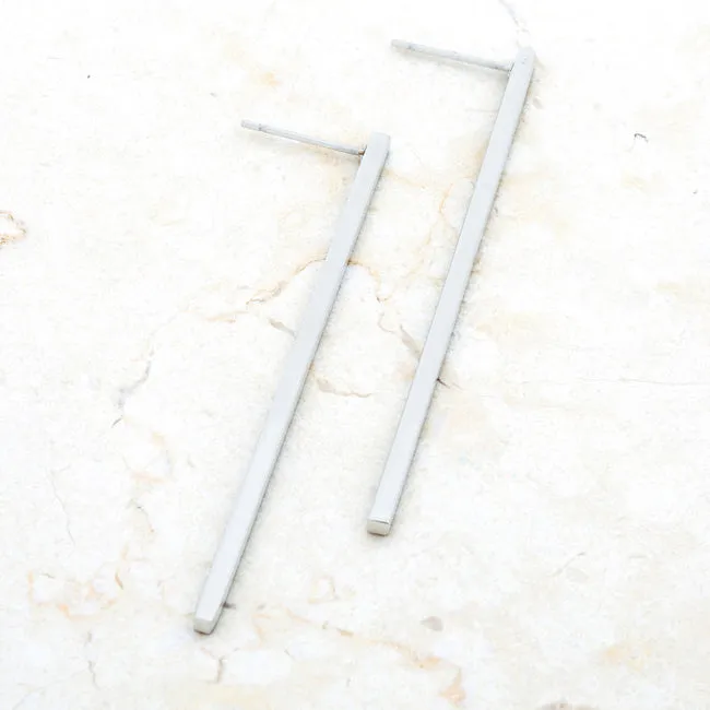 Carolee Silver Long Line Linear Earrings | Stainless Steel