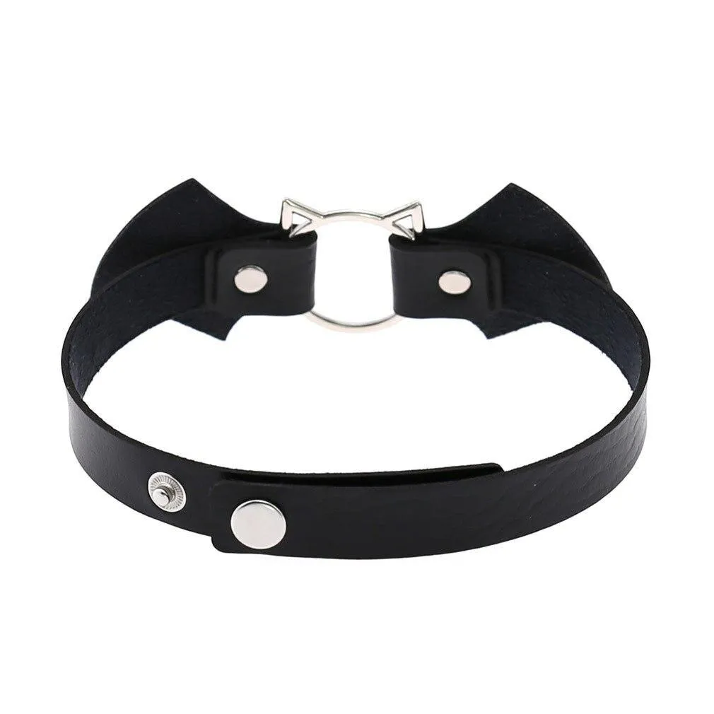 Cat Bat Wing Black Gothic Choker Many Colors Collar Necklace Pu Leather Mall Goth Party Club Rock Kawaii Harajuku Cute Girl