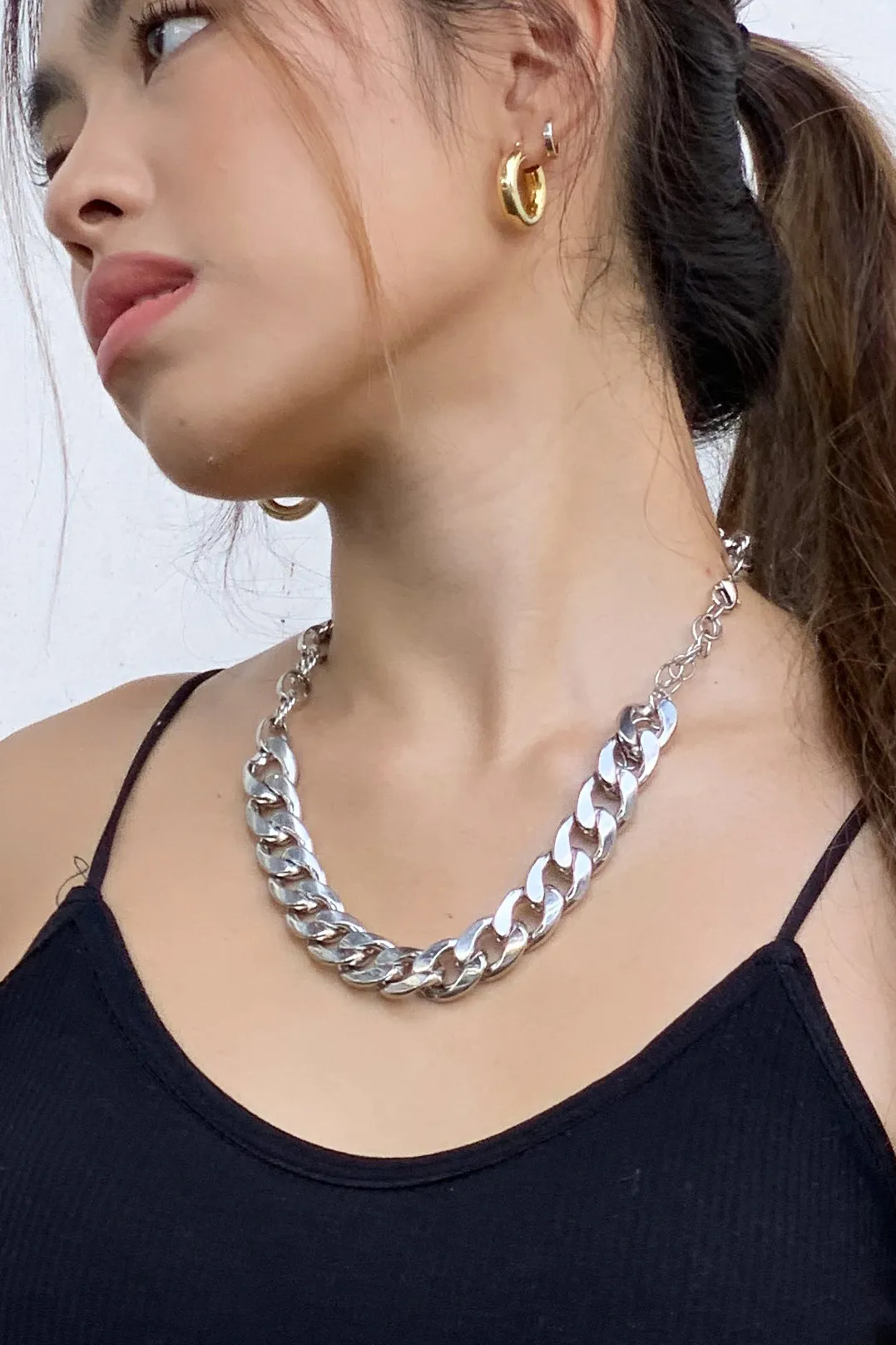 Chain Reaction Chunky Necklace - Silver