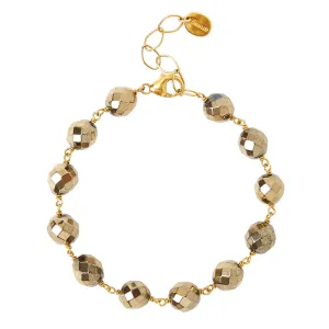 Chan Luu Wire Wrapped Bracelet in Faceted Pyrite and Gold Vermeil