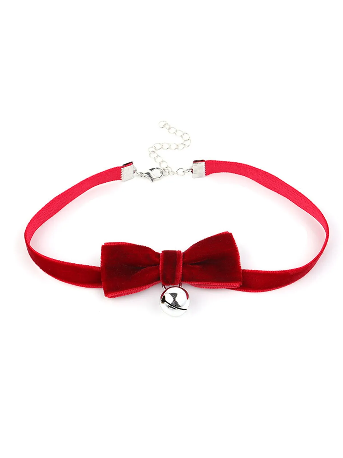 Christmas Velvet Bowknot Hairband With Choker Necklace