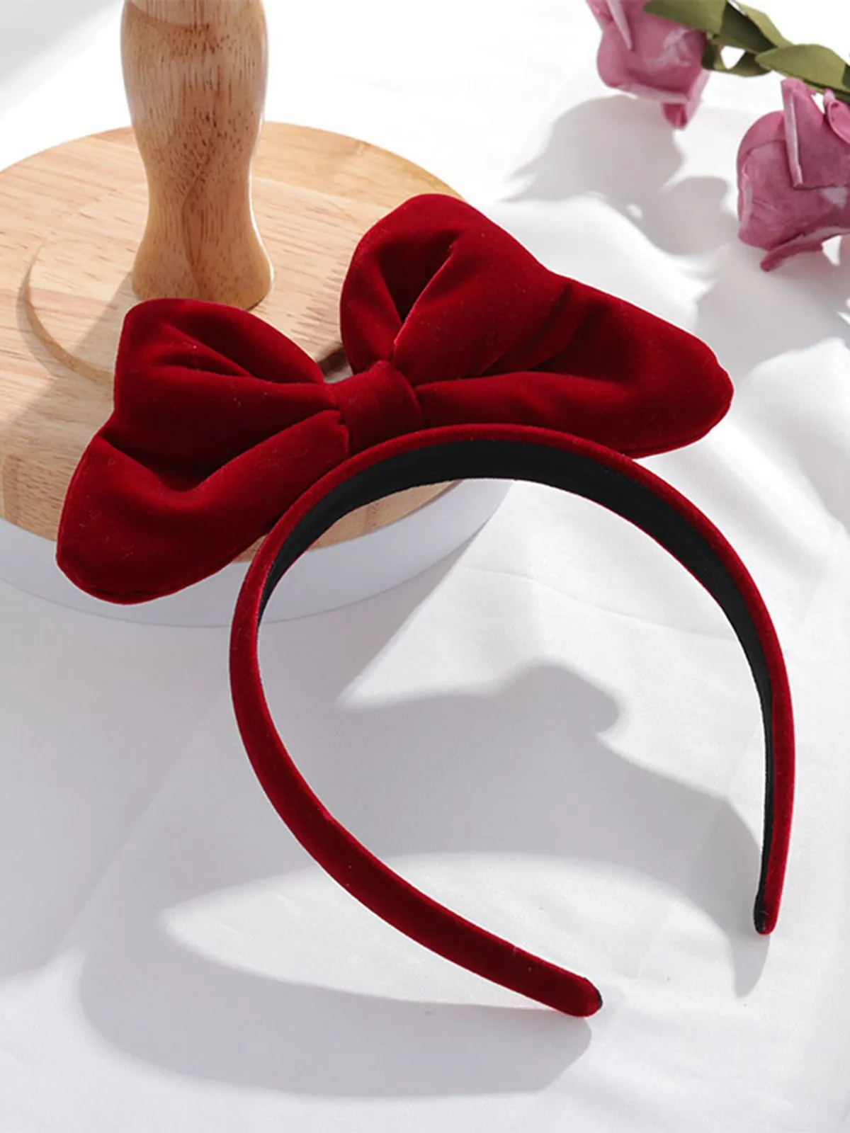 Christmas Velvet Bowknot Hairband With Choker Necklace