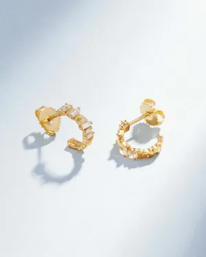 Classic Diamond & Gold Mini Hoops