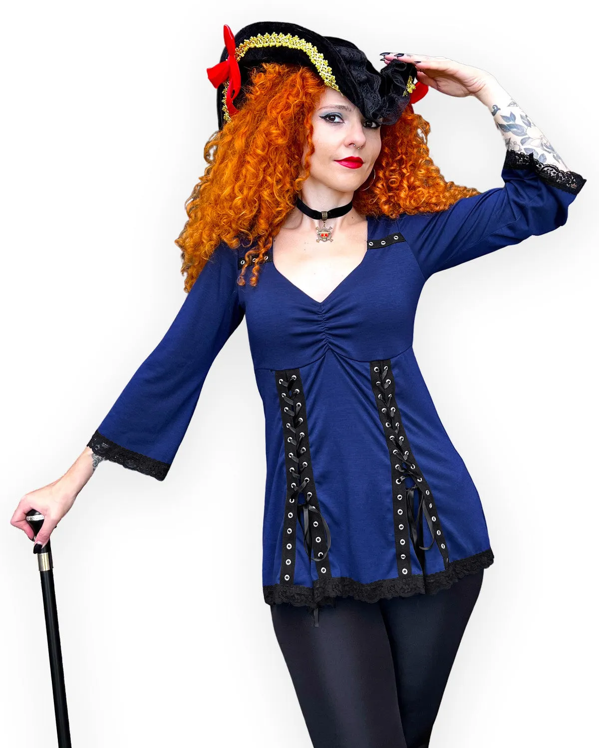 Corsair Pirate Costume with Elektra Top, Midnight