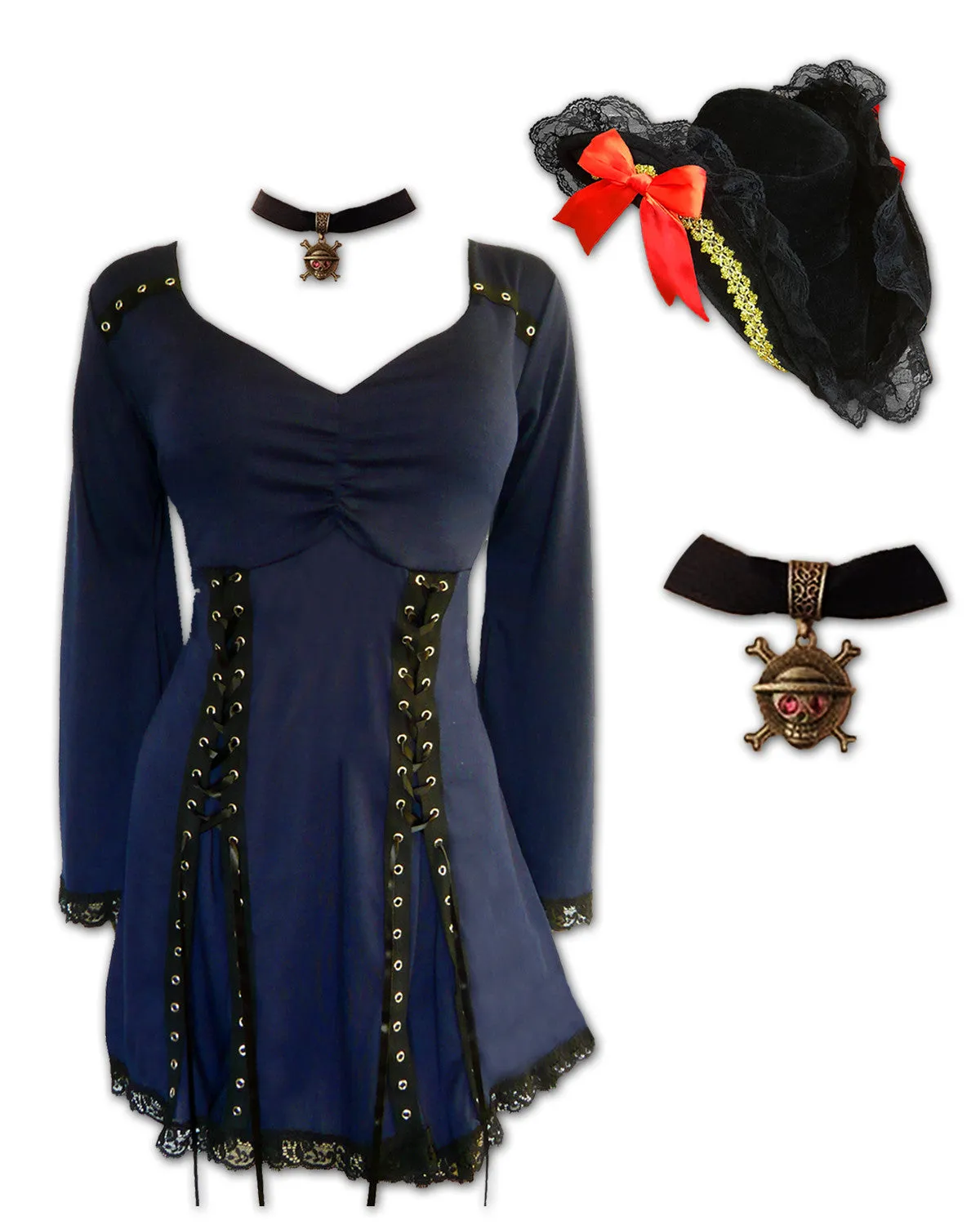 Corsair Pirate Costume with Elektra Top, Midnight