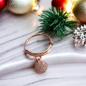 CZ Full Moon Rose Gold Circle Ring 5-7