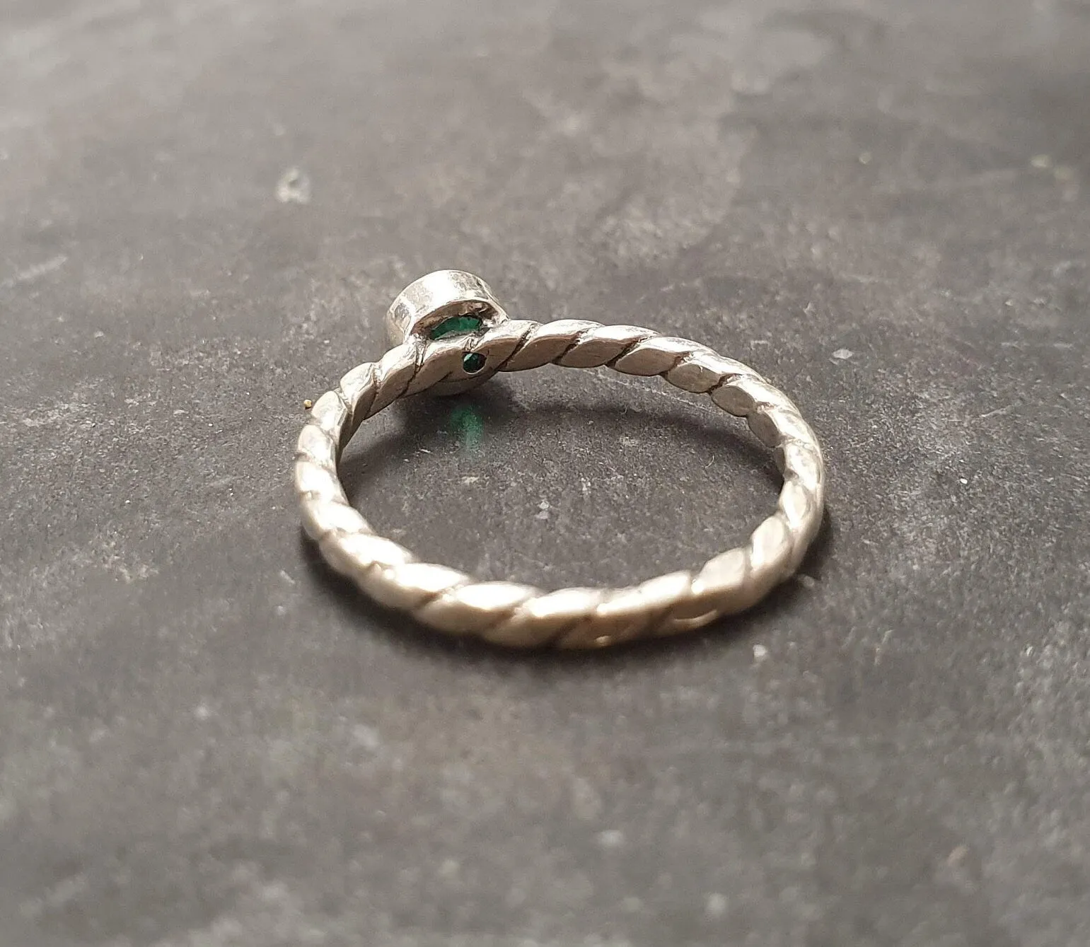 Dainty Emerald Ring - Green Promise Ring - Emerald Bezel Ring