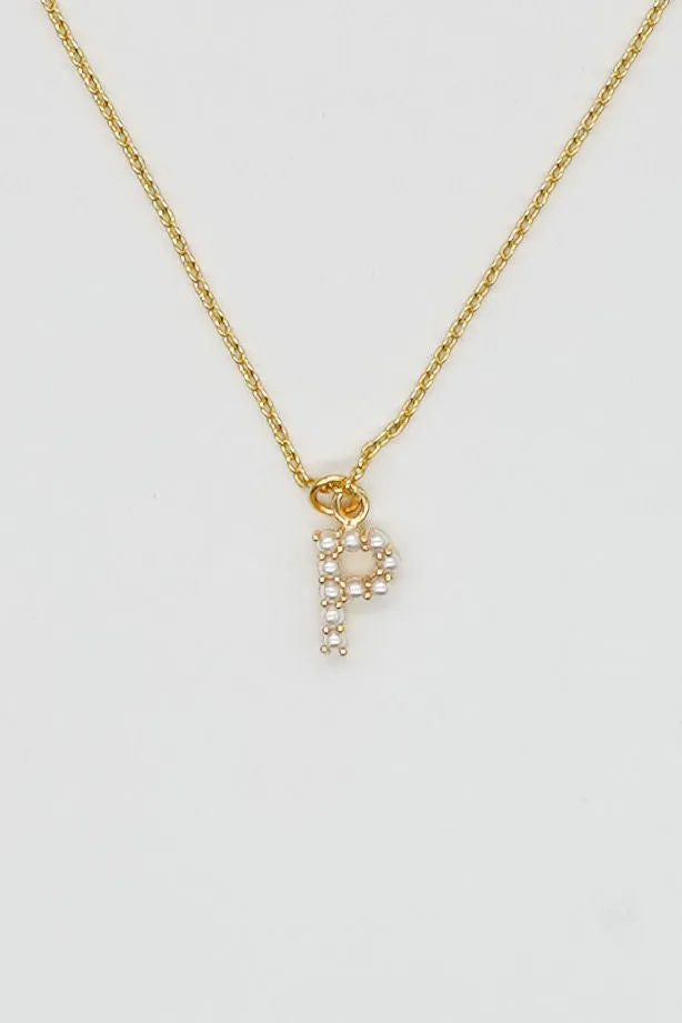 Dainty Love Pearl Initial Necklace