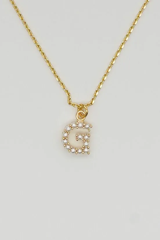 Dainty Love Pearl Initial Necklace